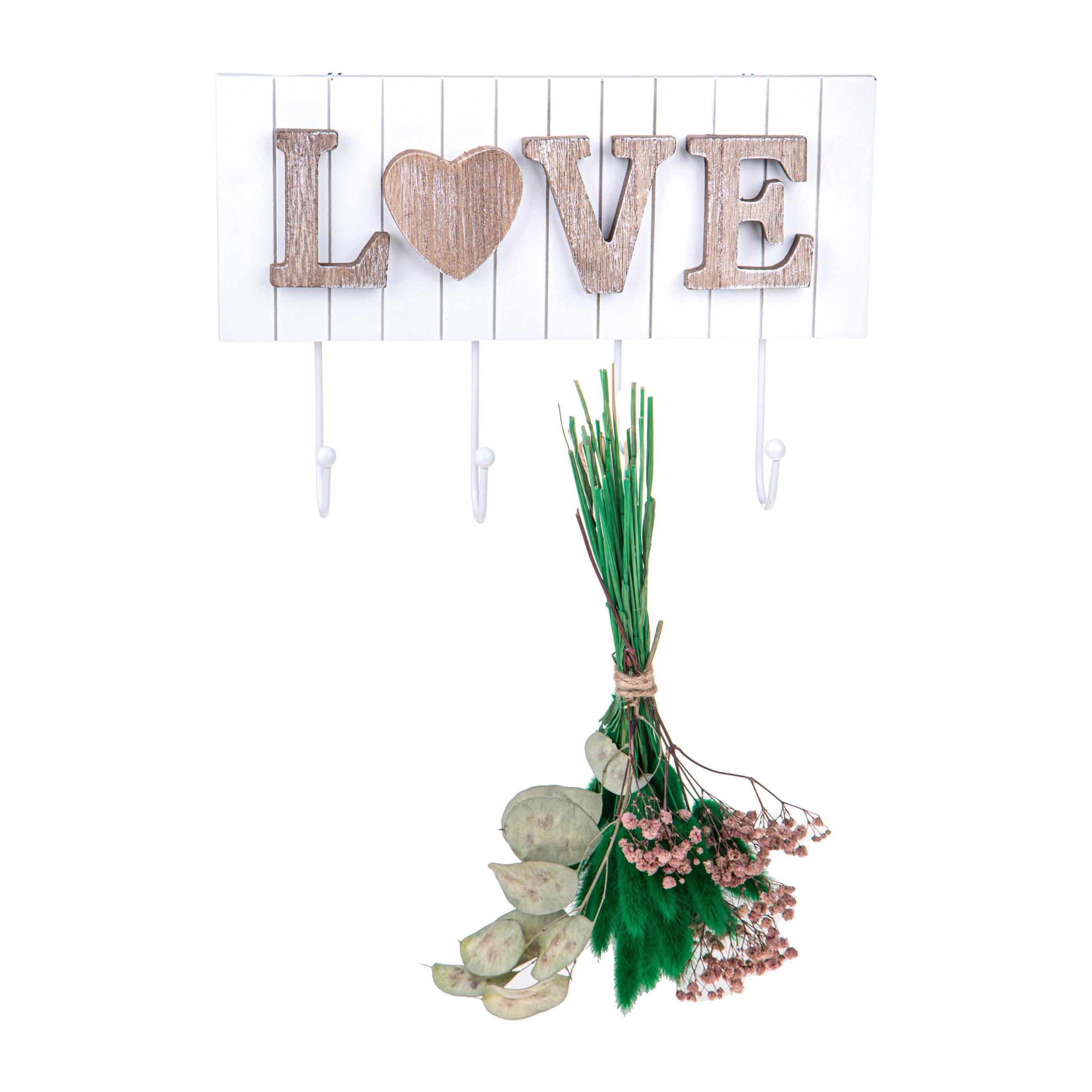 Appendino Con Scritta ''Love''. Altezza 19 Cm - Pezzi 2 - 19X30X4cm - Colore: Marrone - Bianchi Dino - Decori Casa E Complementi