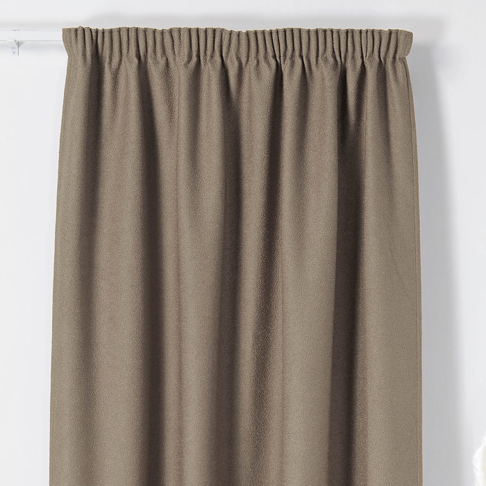 Rideau Thermique à Galon Fronceur  - Effet Bouclette - Taupe
