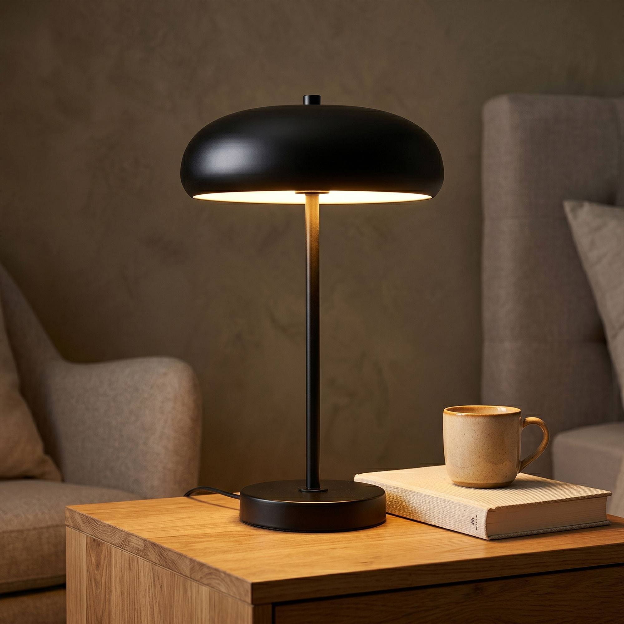 Lámpara de mesa metálica Negro 25x40cm de diseño moderno con doble casquillo E14