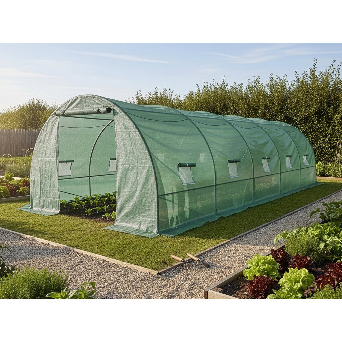 Serre tunelle de jardin 8 x 3 m "Lys" - 24 m² - 140g - Vert