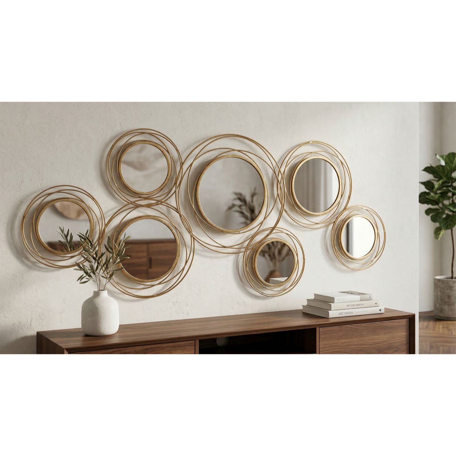 PANNELLO/SPECCHIO GOLD ROUND CM 124,5X4X53,5