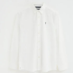 Camisa blanca con efecto arrugado de corte regular con logo Rigby Go