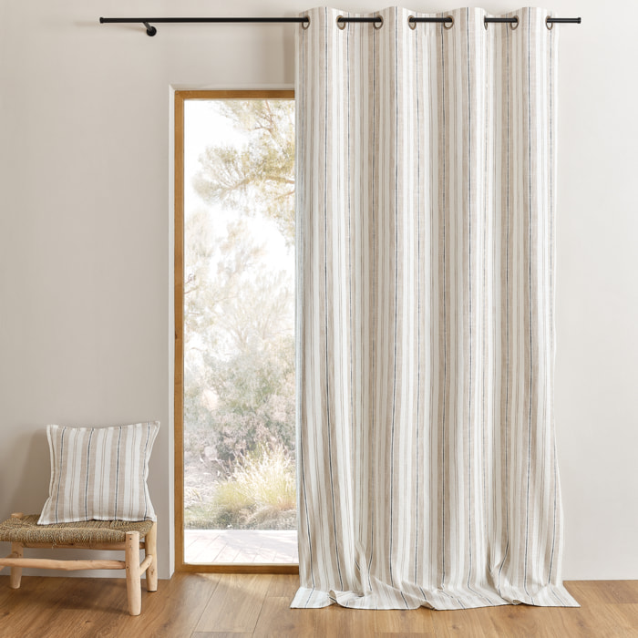 Rideau 100% coton rayures tapissier LOURMARIN - Beige