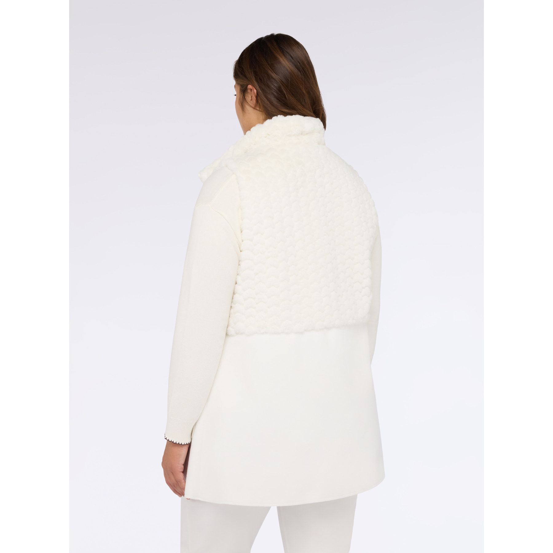 Fiorella Rubino - Gilet lungo in doppio tessuto - Bianco