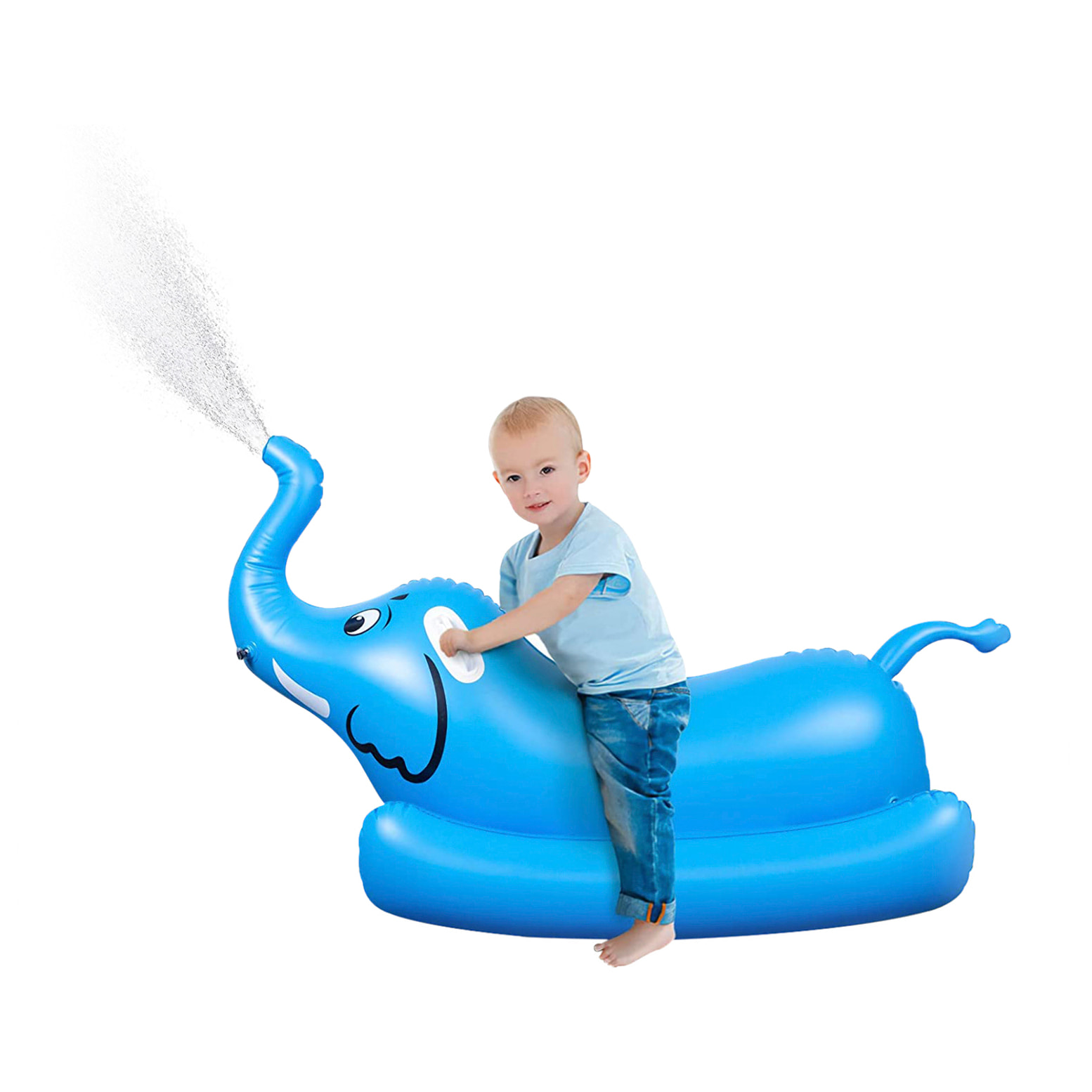 DAM Sillón flotador infantil hinchable, diseño elefante, dispara agua. 72x67x58 Cm. Color: Azul