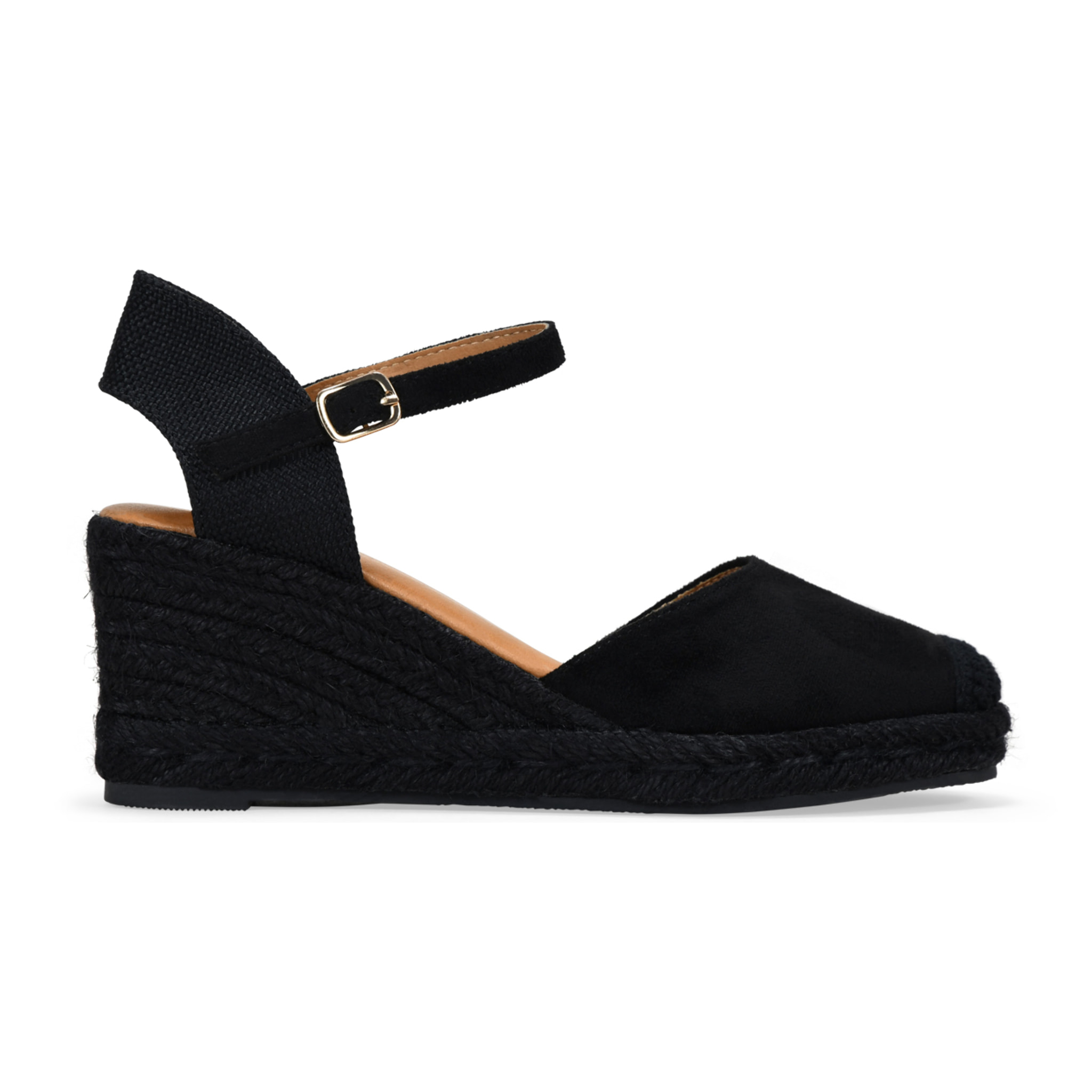 Alpargatas de cuña negras con esparto