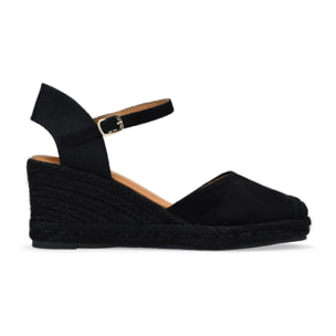 Alpargatas de cuña negras con esparto