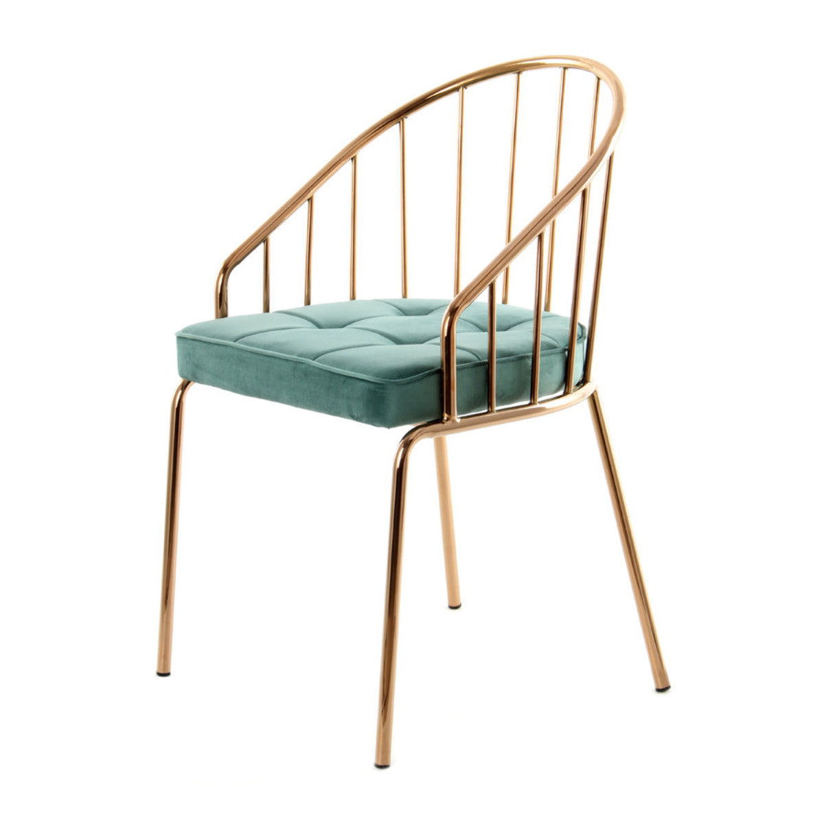 Sedia di design Palma in velluto turchese e metallo
