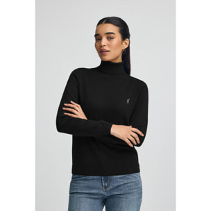 Jersey negro de cuello vuelto en mezcla de lana con bordado Rigby Go