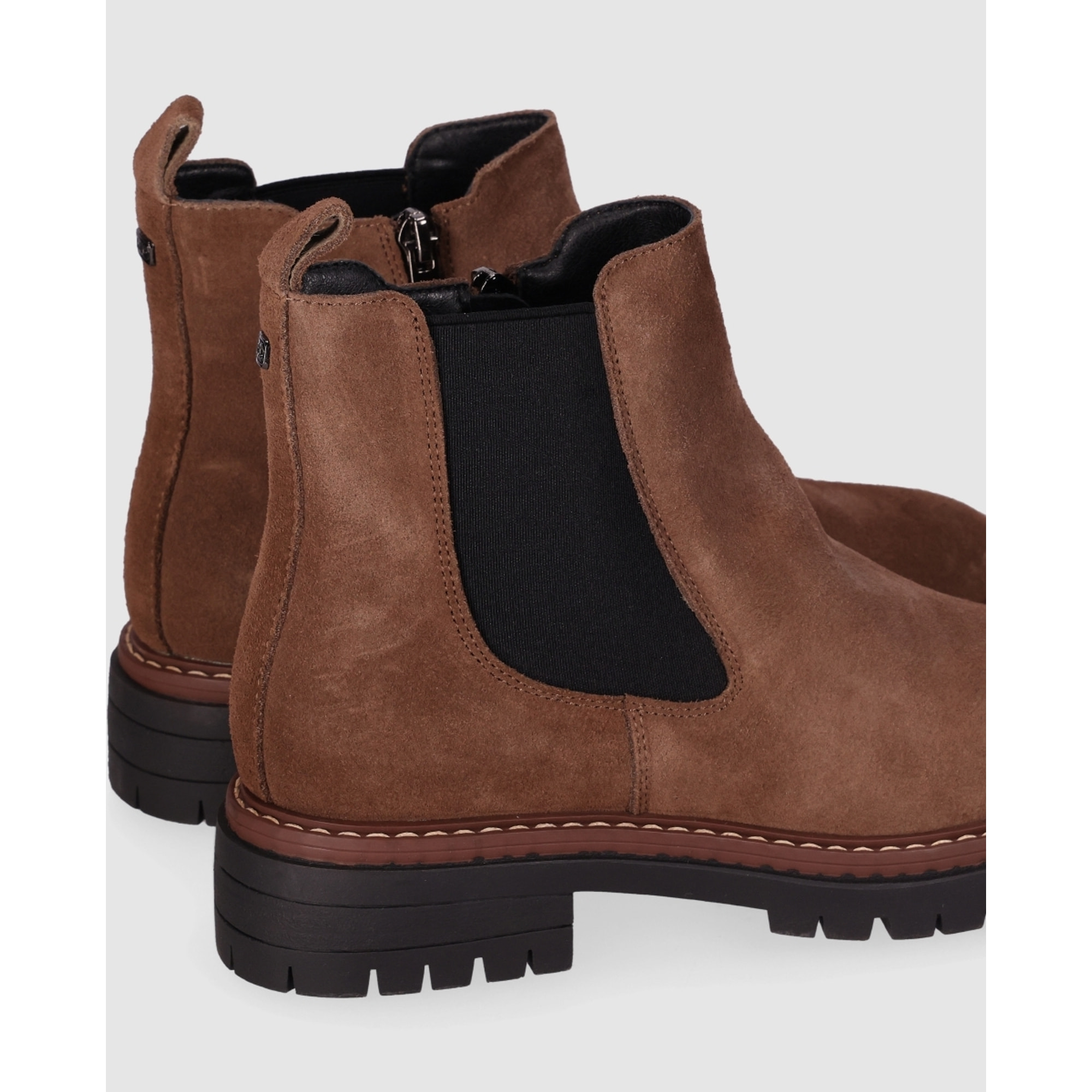 Botines de Serraje - Taupe - Tacón: Bajo