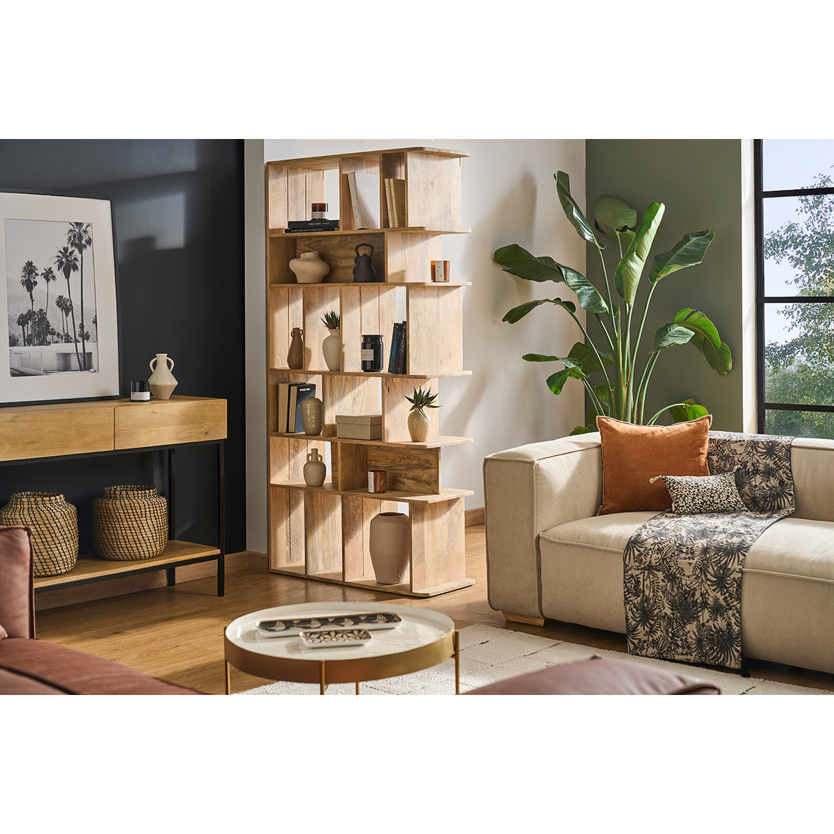 Bibliothèque séparateur en bois manguier massif L88 cm RUPAH