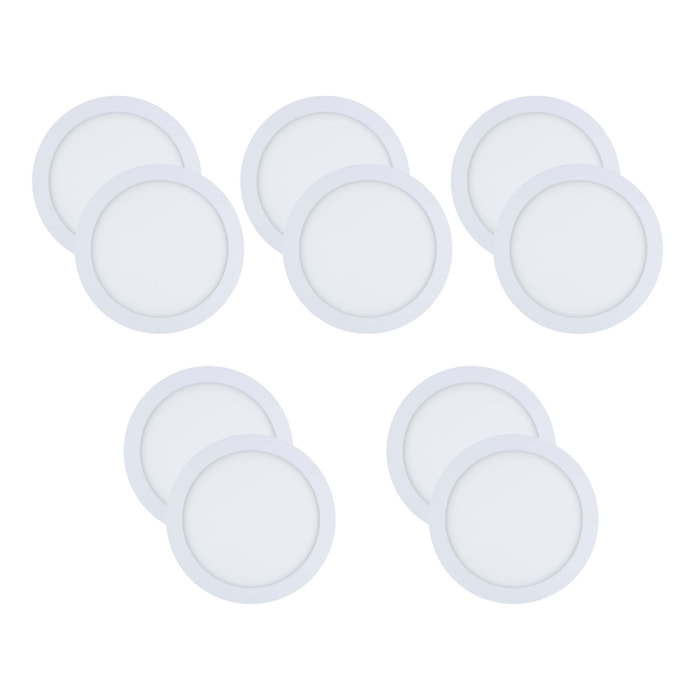 FORLIGHT Easy Circular - 10 Downlights con LED integrado 4000K para iluminar hacia abajo ON/OFF ø30cm Color Blanco