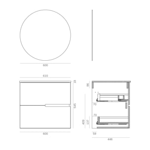 Ensemble de salle de bain MEMPHIS 2C, Alday, 60 cm, Teka