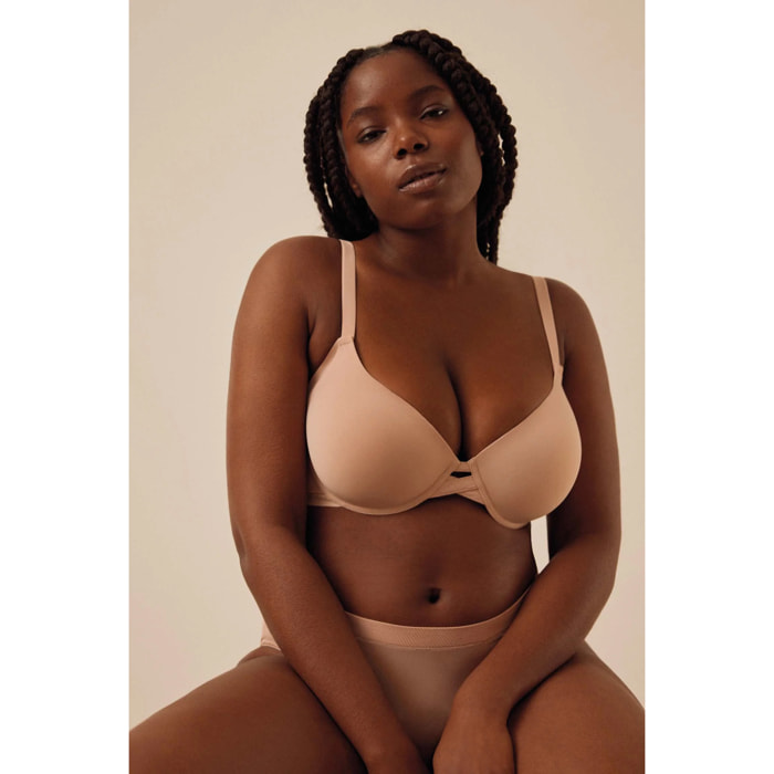 Reggiseno imbottito con ferretto beige, coppe C, D ed E