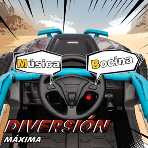 Coche Eléctrico para Niños 12V, Kawasaki Teryx KRX 1000, Coche de Batería UTV con 2 Motores, Control Remoto 2,4G, Suspensión Trasera, Faros, USB, para Niños de +3 Años, Azul