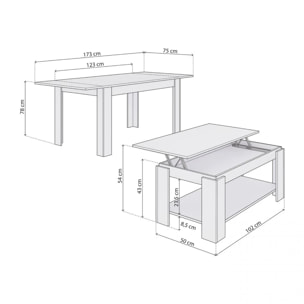Pack mesa de comedor 123 y mesa de centro Lya Blanco Artik (Blanco Mate)