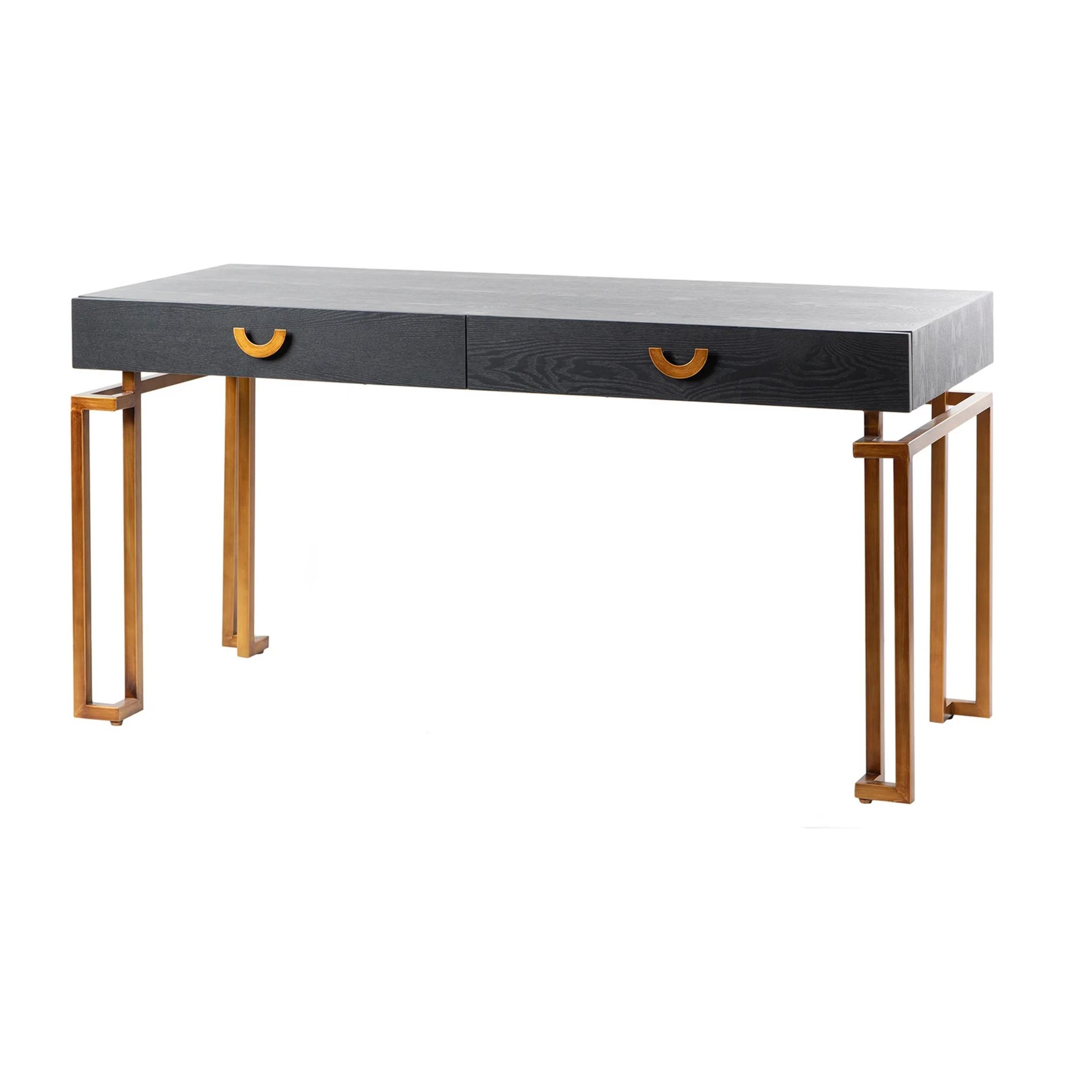 Escritorio Madera-metal Negro-dorado 150x60x77,3cm