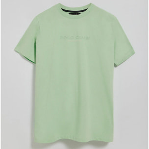 Camiseta color menta de cuello redondo y logo engomado