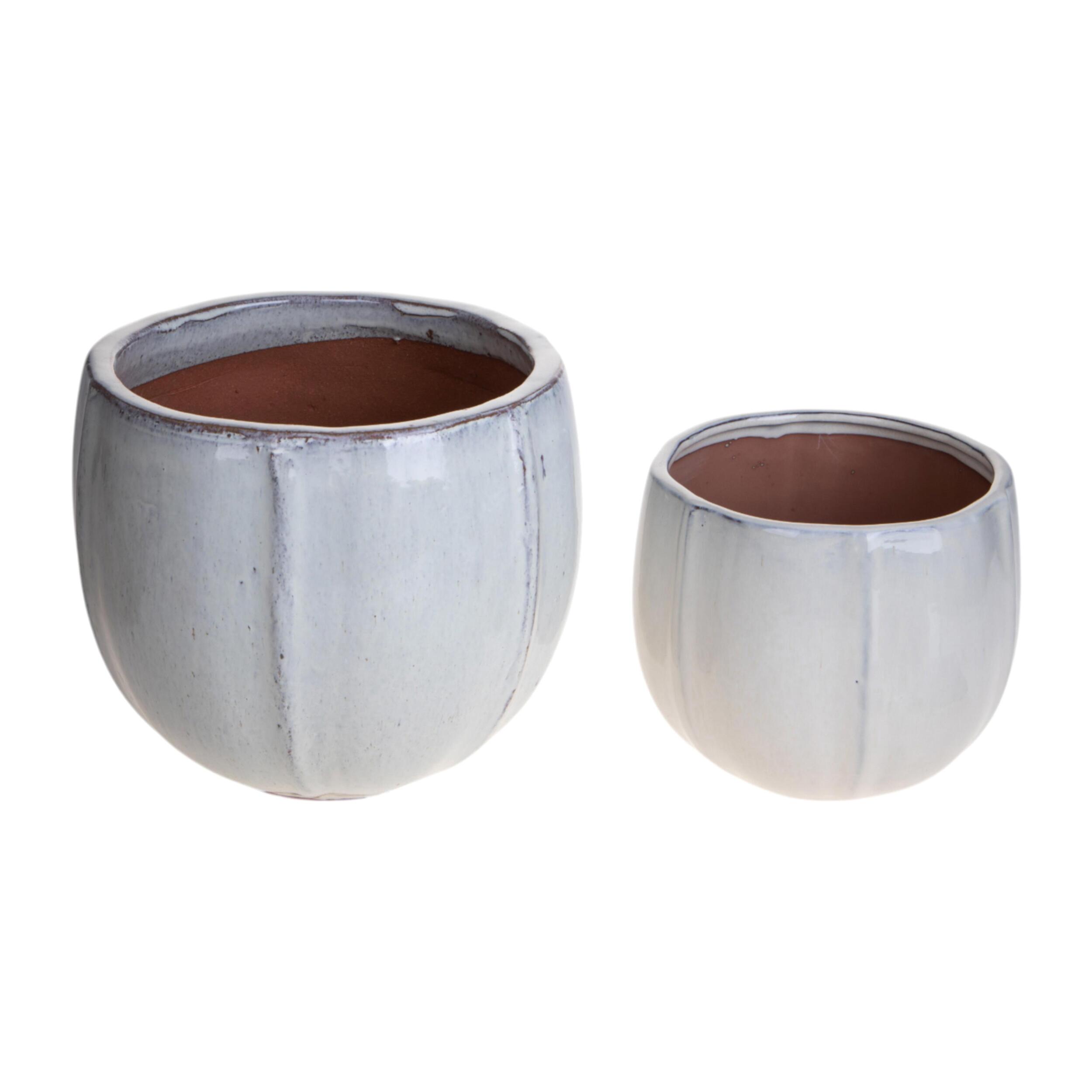 Set 2 vaso rotondo - Colore Crema - 27,5xH24x27,5cm - Bianchi Dino