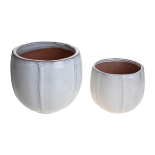 Set 2 vaso rotondo - Colore Crema - 27,5xH24x27,5cm - Bianchi Dino
