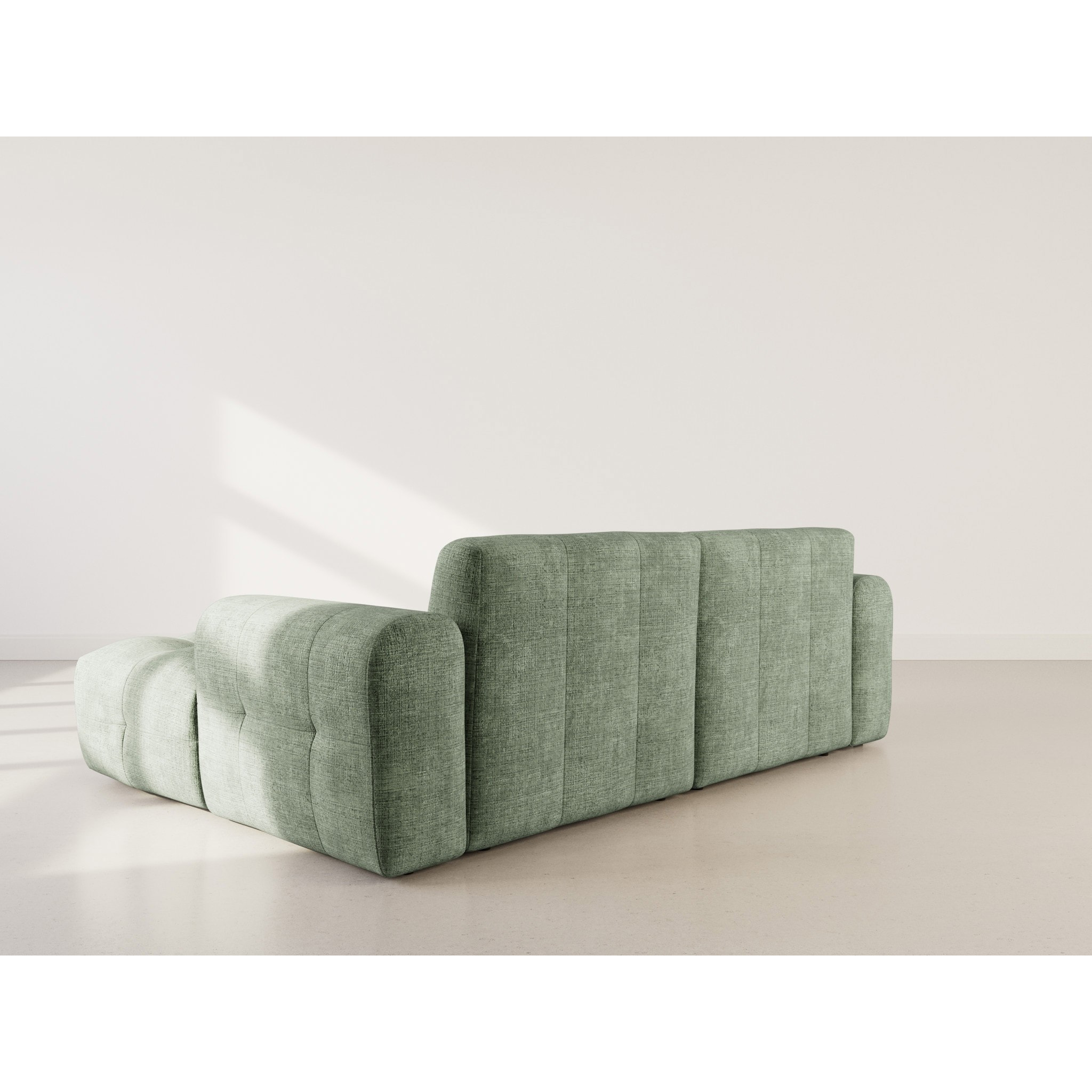 Diane - Canapé d'angle droit 4 places en velours texturé - Vert sauge