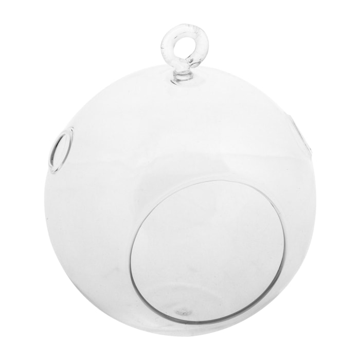 Sfera Di Vetro Forata Da Appendere.12 Cm - Pezzi 6 - 12X14X12cm - Colore: Bianco - Bianchi Dino - Decori Casa E Complementi