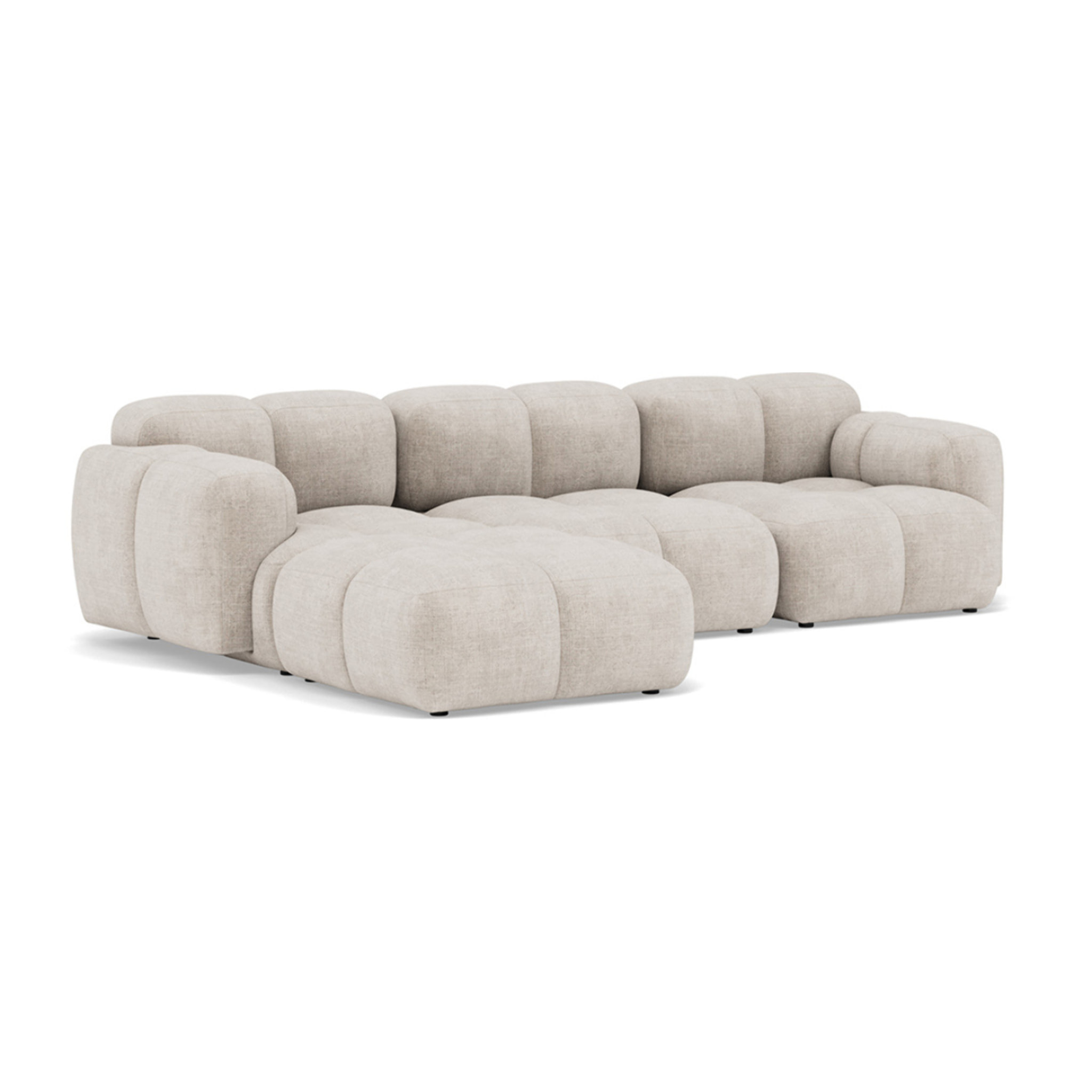 Grace - canapé modulable d'angle réversible 4 places en velours texturé - Beige
