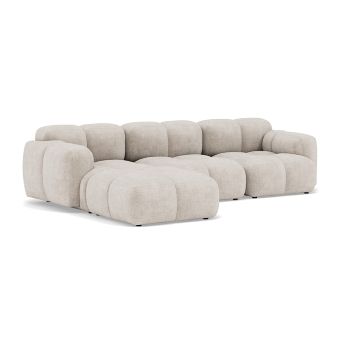 Grace - canapé modulable d'angle réversible 4 places en velours texturé - Beige