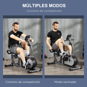 Bicicleta Estática con Respaldo Ajustable Bicicleta Estática Reclinada con 8 Niveles de Resistencia Magnética Asiento Regulable Sensor de Pulso Pantalla LCD Ruedas para Casa Gimnasia