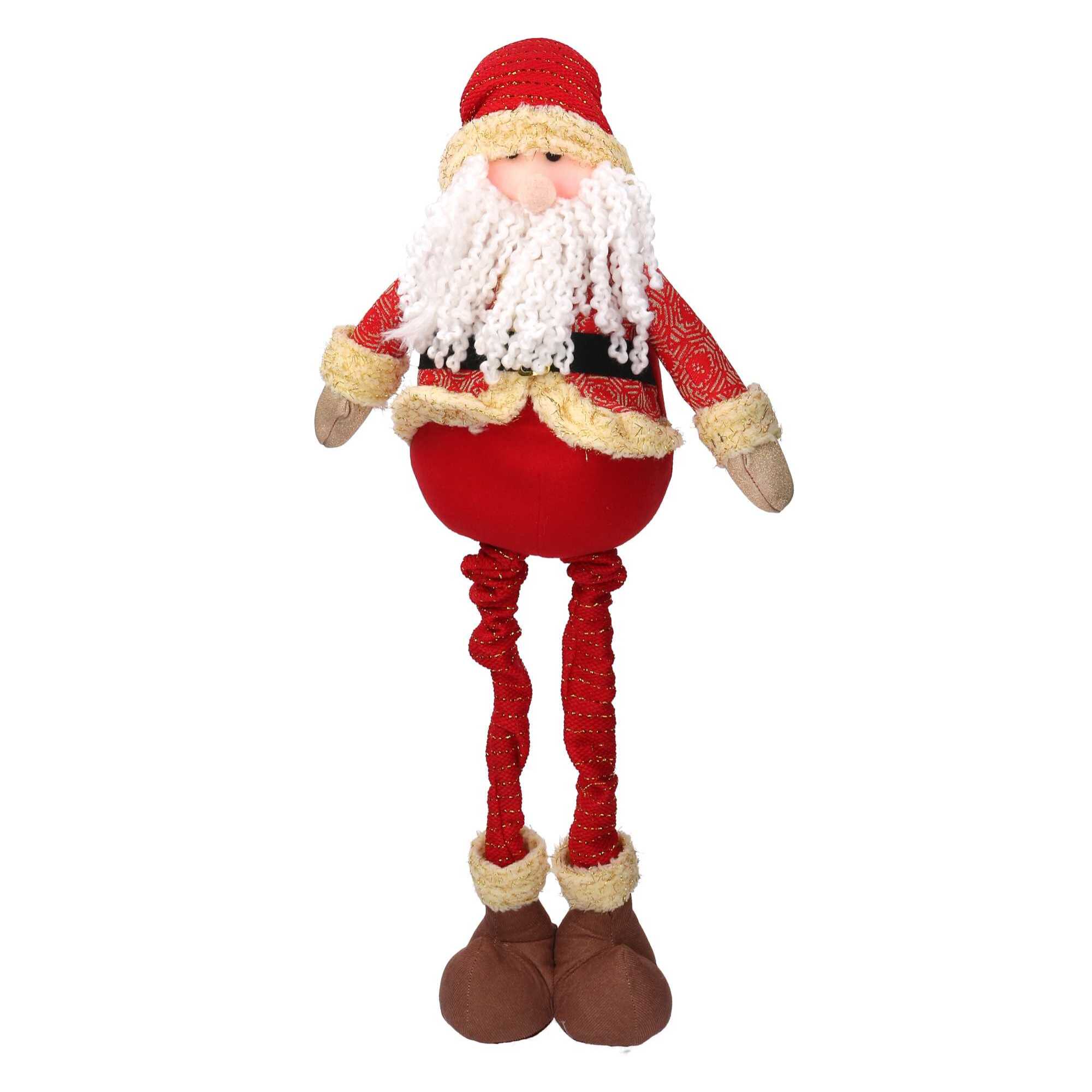 Babbo natale in tessuto rosso con gambe telescopiche cm32x12h58/88