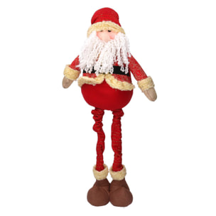 Babbo natale in tessuto rosso con gambe telescopiche cm32x12h58/88