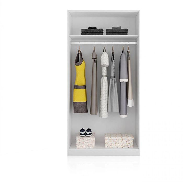 Armario de puertas correderas y gran almacenamiento en blanco artik 100x200 cm Lenor Blanco