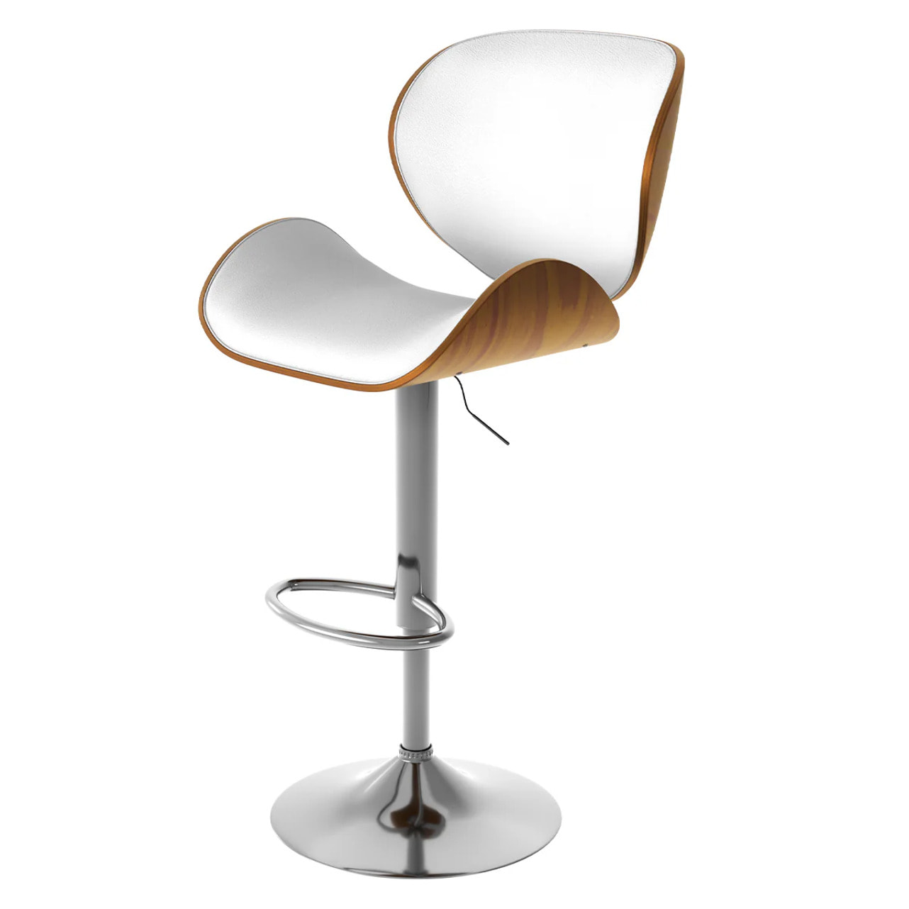 Chaise de bar réglable 63/84 cm en cuir synthétique blanc - Baudoin