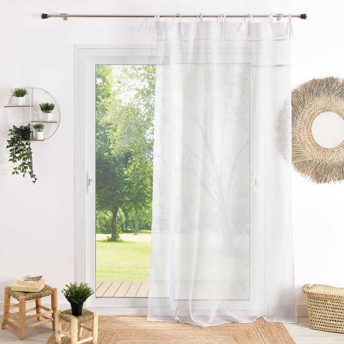 Voilage avec rubans macramé - Blanc