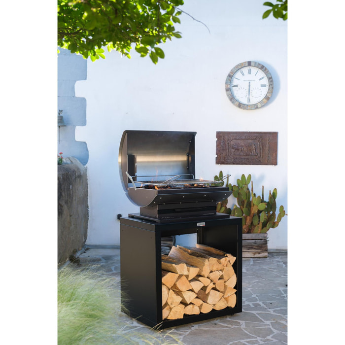 LE MARQUIER - Meuble Barbecue Ouvert, 80 X 55 cm Noir