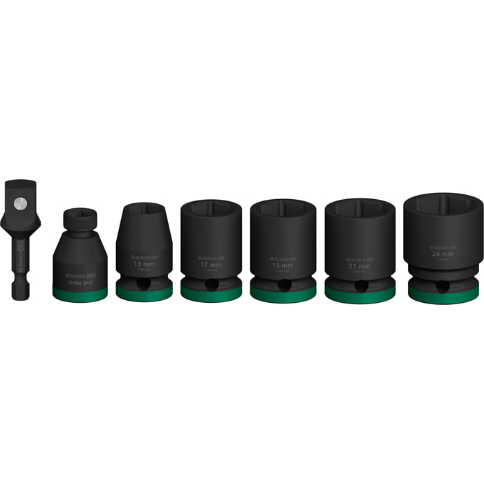 Coffret de douilles PRO Impact avec adaptateur, 1/2', Standard, 7 pièces - BOSCH - 2608003032