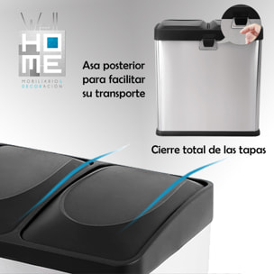 Cubo de reciclaje ecológico 16 litros de 2 compartimentos, reciclaje de basura / cubos de reciclaje, gran capacidad, para papel, vidrio y plástico