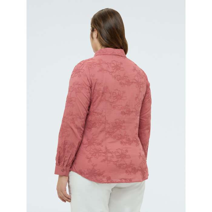 Fiorella Rubino - Camicia con ricami floreali tono su tono - Rosa