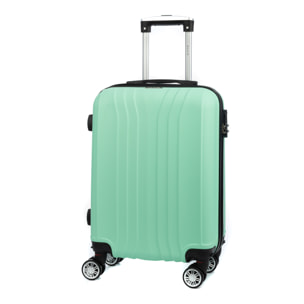 Valigia da cabina Trolley in materiale leggero in ABS ad alta resistenza. Serratura numerica, 4 ruote doppie rimovibili e girevoli a 360°. 57x38x20 cm.