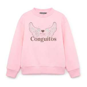 Sudadera con logotipo de alas rosa