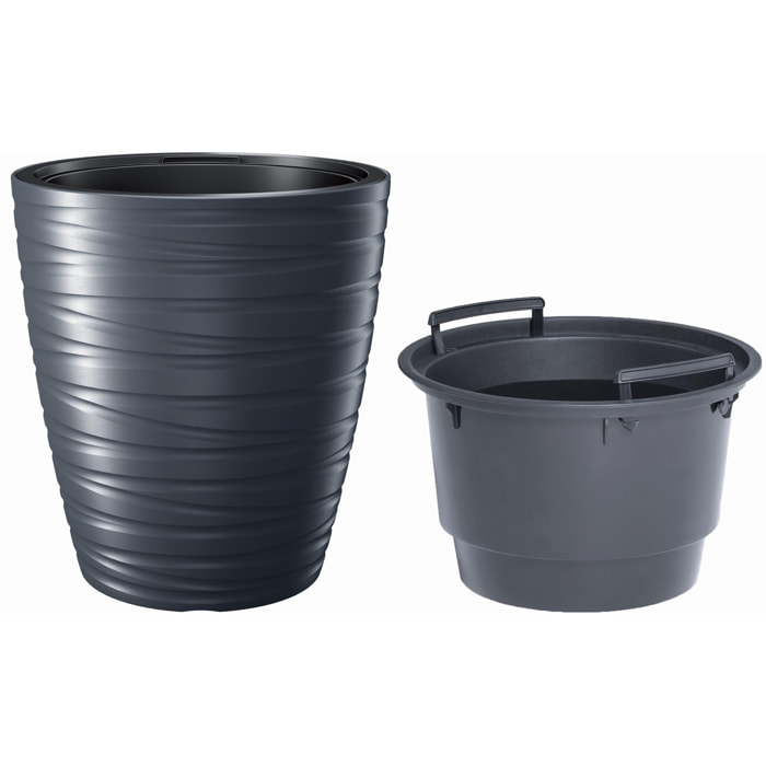 Maceta con deposito 68l maze de plastico en color antracita 47,5 (largo) x 47,5 (ancho) x 52,3 (alto) cm