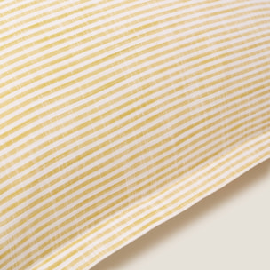 Funda cojín algodón rayas efecto lino Felinas color amarillo