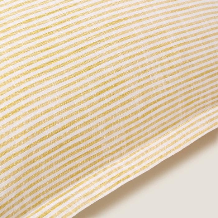 Funda cojín algodón rayas efecto lino Felinas color amarillo