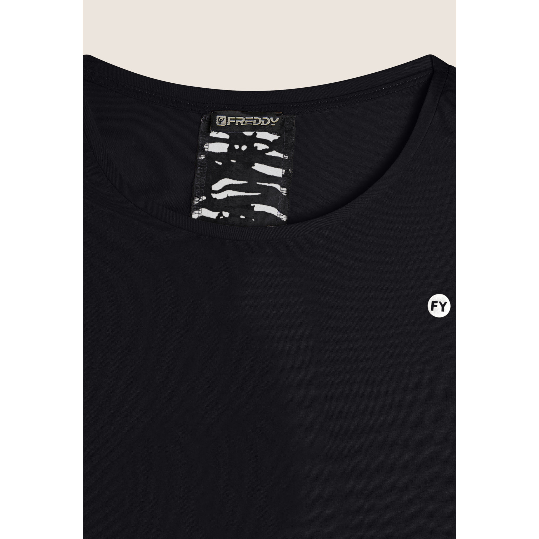 T-shirt maniche a kimono con stampa fantasia sul retro