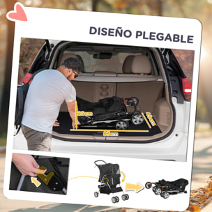 Carrito para Perros Plegable Cochecito para Mascotas Carrito para Perros Pequeños con Toldo Ajustable Cesta de Almacenaje Ventanas de Malla Portavasos y Ruedas 75x45x97 cm Negro