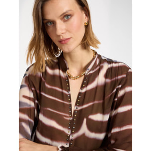 Elena Mirò - Blusa stampata con borchie - Marrone
