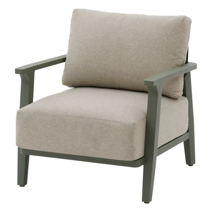 Fauteuil de salon de jardin "Pulpy" vert laurier aluminium et polyester