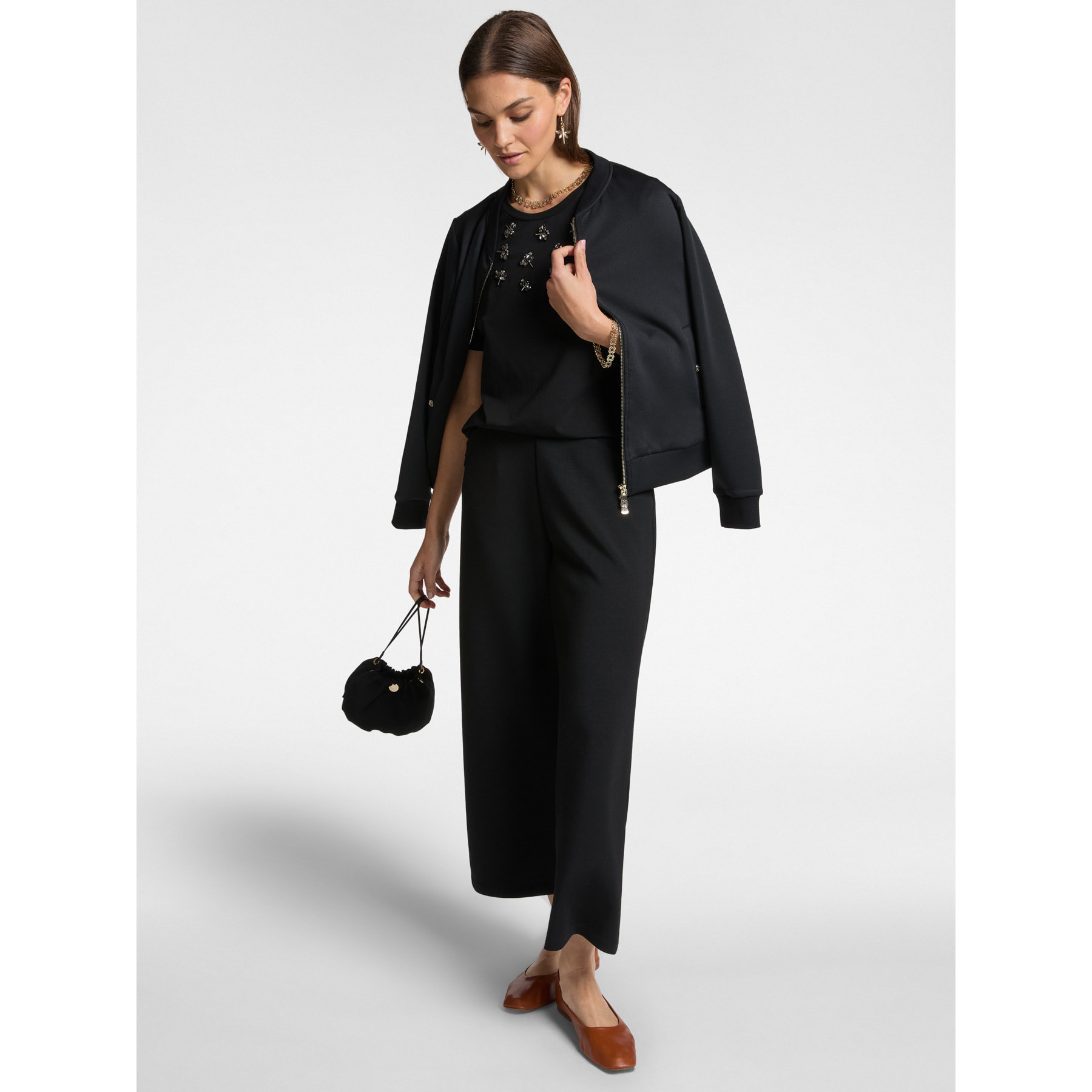 Elena Mirò - Camiseta con bordado de libélulas - Negro