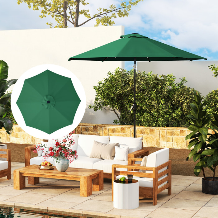 Toldo de Recambio de Sombrilla de 3 m Toldo de Repuesto para Sombrilla de Patio con Ventilación Superior Protección UV 50+ Cubierta de Repuesto para Parasol de Poliéster para Exteriores Verde