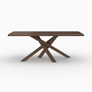 Table rectangulaire en bois d'hévéa massif foncé 8 personnes - Robin
